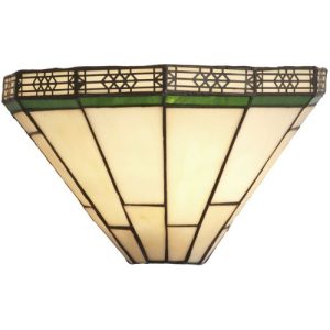 SEARCHLIGHT NEW YORK WALL LIGHT- BRASS & TIFFANY STAINED GLASS
