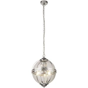 SEARCHLIGHT CORONET 3LT PENDANT - CHROME METAL & GLASS