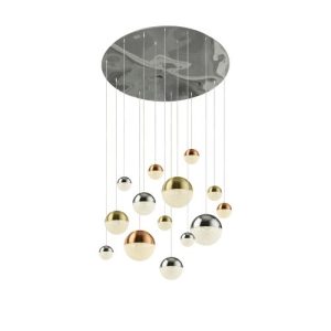 SEARCHLIGHT PLANETS 14LT MULTI-DROP - COPPER,CHROME,BRASS & CRYSTAL SAND