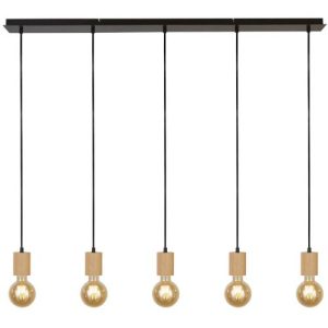 SEARCHLIGHT SPINNY 5LT BAR PENDANT - WOOD & MATT BLACK METAL