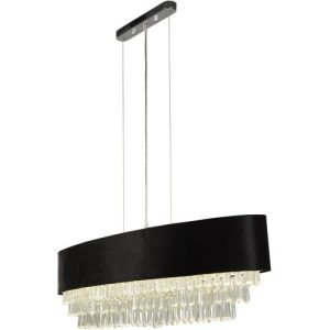 SEARCHLIGHT GLAMOUR 8LT OVAL PENDANT - BLACK VELVET & CLEAR CRYSTAL