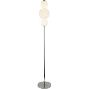 SEARCHLIGHT SNOWBALL 3LT FLOOR LAMP - CHROME & OPAL GLASS SHADE