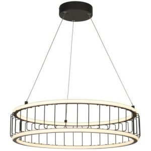 SEARCHLIGHT CIRCOLO CAGE DRUM PENDANT - BLACK METAL & WHITE SILICON