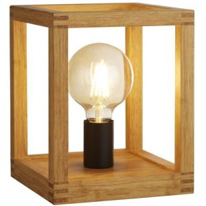 SEARCHLIGHT SQUARE TABLE LAMP - WOOD & METAL