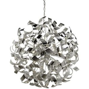 SEARCHLIGHT CURLS 6LT CEILING PENDANT - METAL & CHROME