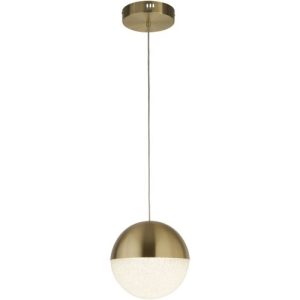 SEARCHLIGHT MARBLES PENDANT - SATIN BRASS METAL & CRUSHED ICE SHADE