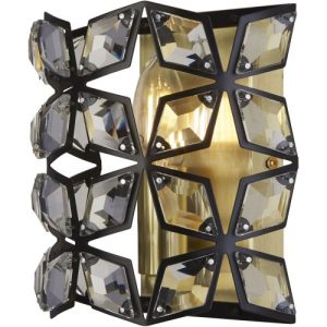 SEARCHLIGHT IRIS WALL LIGHT - BLACK METAL, CRYSTAL & BRASS