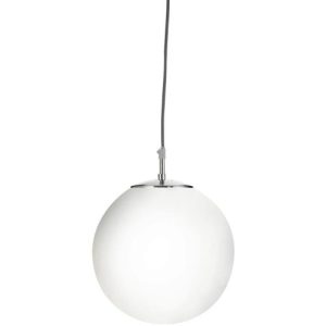 SEARCHLIGHT ATOM CEILING PENDANT - SATIN SILVER & OPAL GLASS