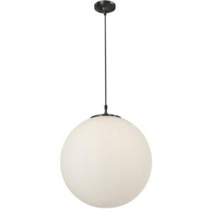 SEARCHLIGHT ATOM CEILING PENDANT - BLACK METAL & OPAL GLASS