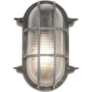 SEARCHLIGHT BULKHEAD OVAL OUTDOOR WALL/CEILING LIGHT - BLACK SILVER