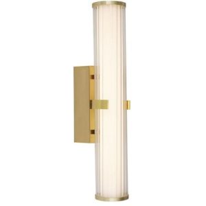 SEARCHLIGHT CLAMP LED BATHROOM WALL LIGHT - GOLD & OPAL GLASS, IP44