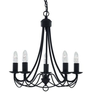 SEARCHLIGHT MAYPOLE 5LT CEILING PENDANT - BLACK IRON