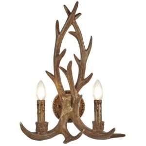 SEARCHLIGHT STAG 2LT WALL LIGHT - WOOD FINISH RESIN