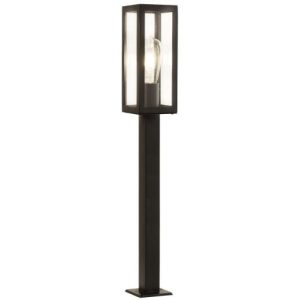 SEARCHLIGHT BOX 900MM OUTDOOR POST - BLACK METAL & CLEAR GLASS