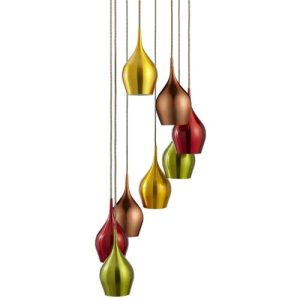 SEARCHLIGHT VIBRANT 8LT MULTI-DROP PENDANT - MULTI-COLOURED ALUMINIUM