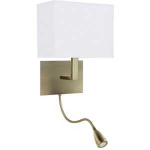 SEARCHLIGHT HOTEL 2LT ADJUSTABLE WALL LIGHT WITH LED ARM- ANTIQUE BRASS
