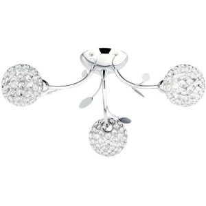 SEARCHLIGHT BELLIS II 3LT SEMI-FLUSH - CHROME WITH CLEAR GLASS BEADS