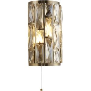 SEARCHLIGHT BIJOU 2LT WALL LIGHT - ANTIQUE BRASS METAL & CHAMPAGNE GLASS