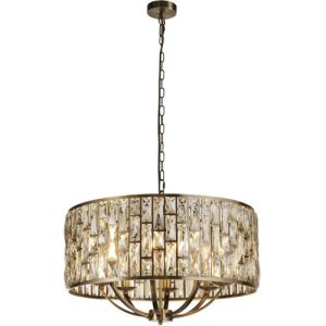 SEARCHLIGHT BIJOU 8LT PENDANT - ANTIQUE BRASS METAL & CHAMPAGNE GLASS