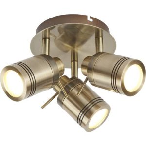 SEARCHLIGHT SAMSON 3LT ROUND SPOTLIGHT - ANTIQUE BRASS, IP44