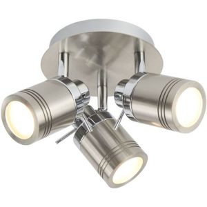 SEARCHLIGHT SAMSON 3LT ROUND SPOTLIGHT - SATIN SILVER, IP44