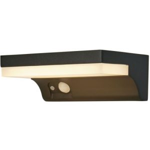 SEARCHLIGHT SOLAR OUTDOOR WALL LIGHT - BLACK METAL & WHITE POLYCARBONATE