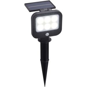 SEARCHLIGHT SOLAR OUTDOOR SPIKE - BLACK METAL & WHITE POLYCARBONATE