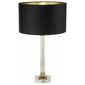 SEARCHLIGHT SCARBOROUGH TABLE LAMP - CRYSTAL, BRASS METAL & BLACK VELVET