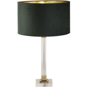 SEARCHLIGHT SCARBOROUGH TABLE LAMP - CRYSTAL, BRASS METAL & GREEN VELVET