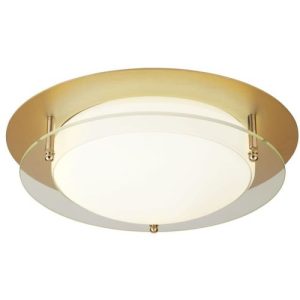 SEARCHLIGHT BATHROOM FLUSH LED LIGHT, 38CM - GOLD WITH GLASS HALO RING