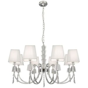 SEARCHLIGHT PORTICO 8LT CEILING PENDANT- CHROME/ACRYLIC & STRING SHADES