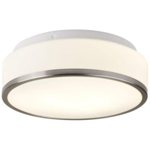 SEARCHLIGHT CHEESE 2LT FLUSH - SATIN SILVER & GLASS SHADE, IP44
