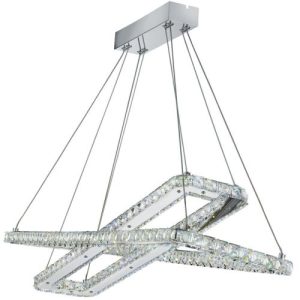 SEARCHLIGHT CLOVER 2LT LED CEILING PENDANT - CHROME & CLEAR GLASS