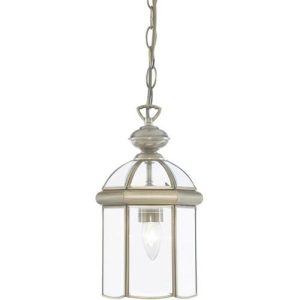 SEARCHLIGHT BEVELLED LANTERN DOMED PENDANT - ANTIQUE BRASS & GLASS