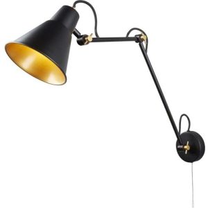 SEARCHLIGHT SWING ARM WALL LIGHT - MATT BLACK WITH GOLD INNER