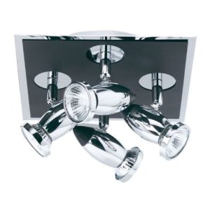 SEARCHLIGHT COMET 4LT SQUARE SPOTLIGHT - MATT BLACK & POLISHED CHROME