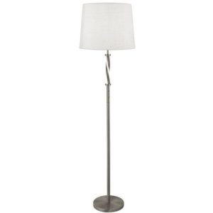 SEARCHLIGHT VEGAS 1LT FLOOR LIGHT, SATIN SILVER,WHITE, IVORY HESSIAN SHA