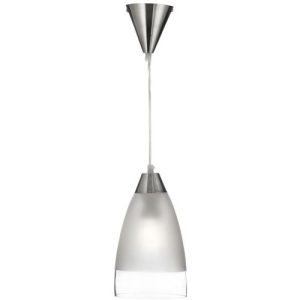SEARCHLIGHT ANKARA CEILING PENDANT - SATIN SILVER & ACID GLASS