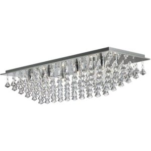 SEARCHLIGHT HANNA 8LT FLUSH CEILING LIGHT - CHROME & CLEAR CRYSTAL