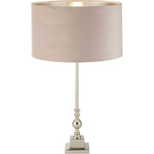 SEARCHLIGHT WHITBY TABLE LAMP - CHROME METAL & PINK VELVET SHADE