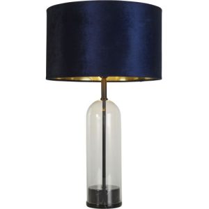 SEARCHLIGHT OXFORD TABLE LAMP- GLASS, BLACK METAL, MARBLE & NAVY VELVET