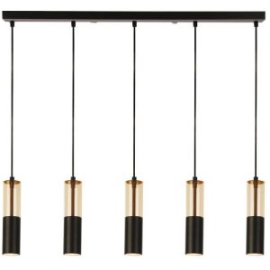 SEARCHLIGHT MERRYGOLD 5LT BAR PENDANT - BLACK METAL & AMBER ACRYLIC