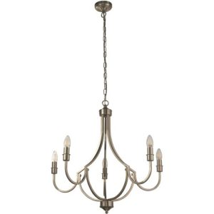SEARCHLIGHT LODGE 5LT PENDANT - SATIN SILVER METAL