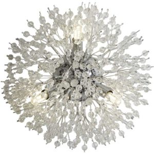 SEARCHLIGHT SUNBURST 3LT WALL LIGHT - CHROME METAL & GLASS BEADS