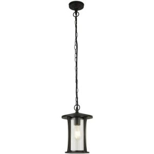 SEARCHLIGHT PAGODA OUTDOOR PENDANT - BLACK METAL WITH CLEAR GLASS, IP44