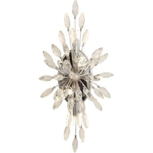SEARCHLIGHT PEACOCK 4LT WALL LIGHT - CHROME METAL & CRYSTAL