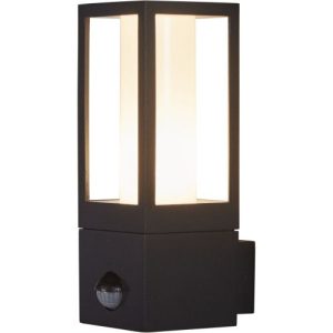 SEARCHLIGHT AVENUE OUTDOOR WALL LIGHT- BLACK METAL & WHITE POLYCARBONATE