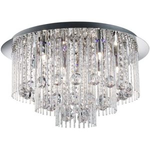 SEARCHLIGHT BEATRIX 8LT BLUE LED CEILING FLUSH - CHROME & CRYSTAL