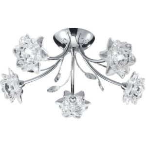 SEARCHLIGHT BELLIS 5LT SEMI-FLUSH CEILING LIGHT - CHROME & CLEAR GLASS