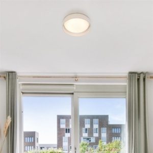 SEARCHLIGHT GIANNA LED FLUSH CEILING LIGHT - ACRYLIC, & FABRIC SHADE